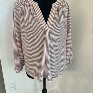 Evereve Reddish and White Striped Blouse